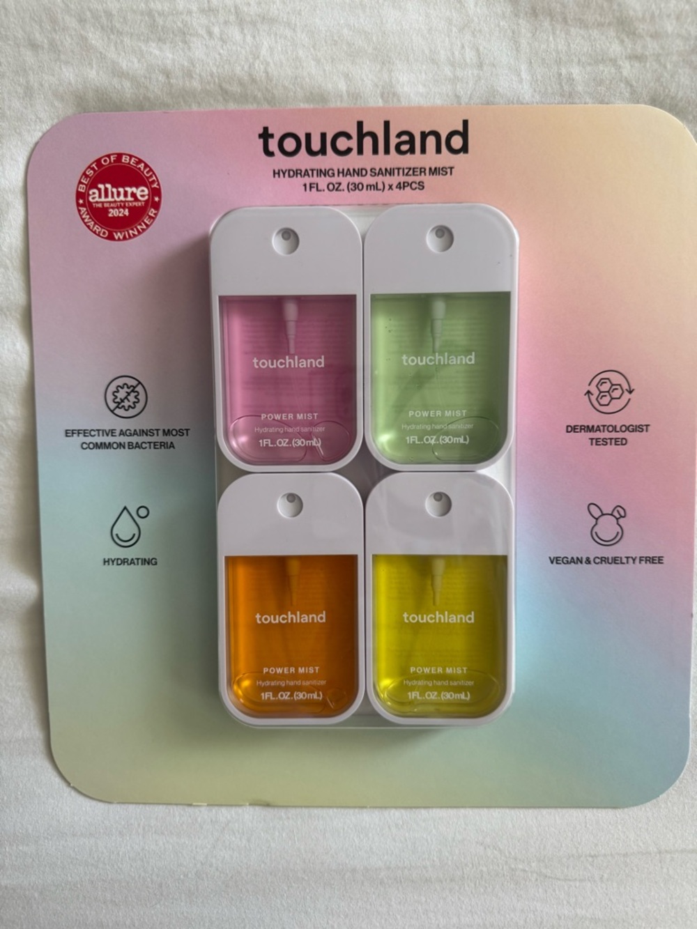 Touchland Power Mist Hydrating Hand Sanitizer Set - Pink, Green, Orange, Yellow